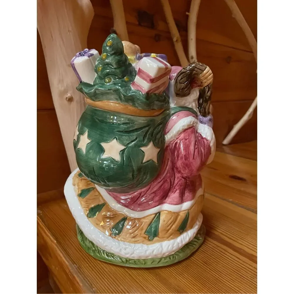 Santa with Toy Sack and Ceramic Cookie Jar